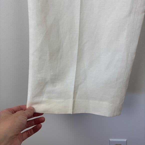 Kasper White Trouser Pants Linen Blend 12 pockets casual career office - Picture 6 of 9